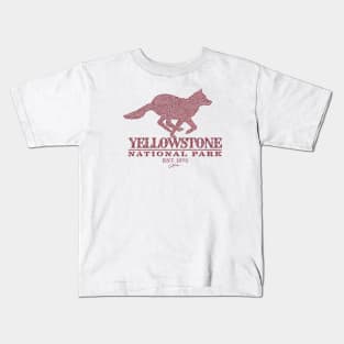 Yellowstone National Park, Running Wolf Kids T-Shirt